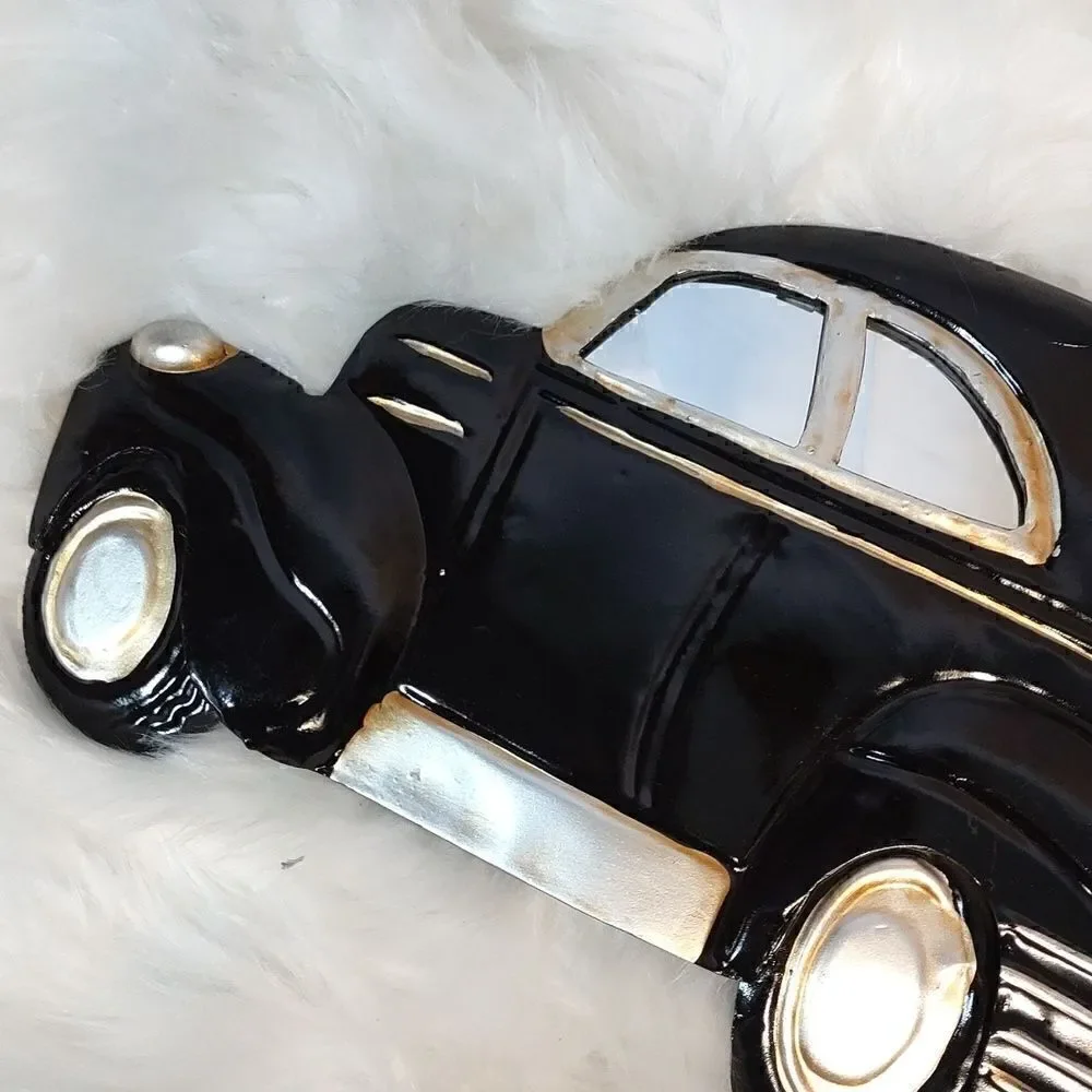 Vtg Black 50s Car Metal Sign